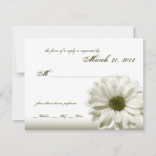 Wedding White Antique Daisy RSVP Card