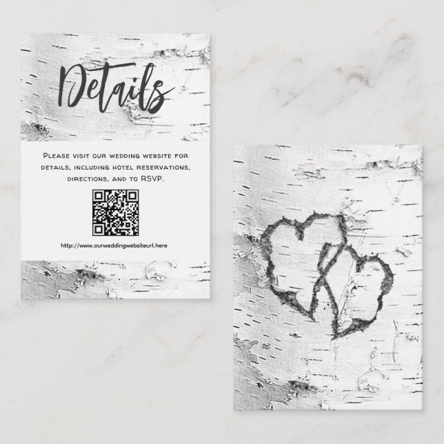 Wedding White Birch Details Enclosure Card (Front/Back)