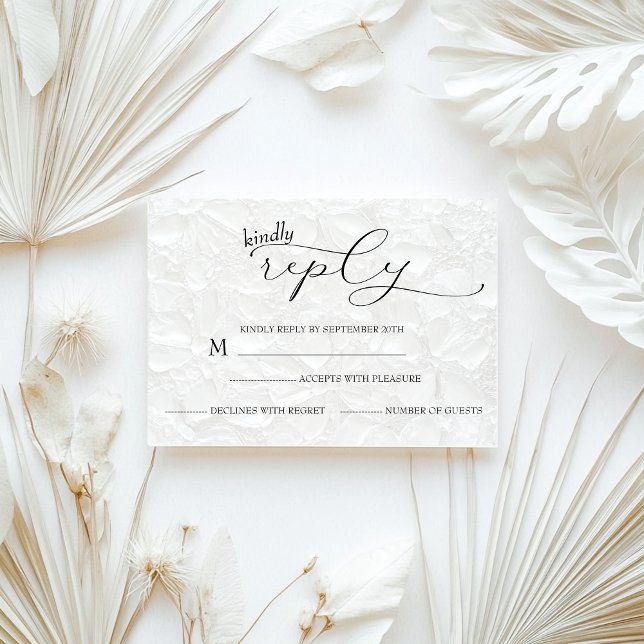 Wedding White & Black Simple  RSVP Card (Creator Uploaded)