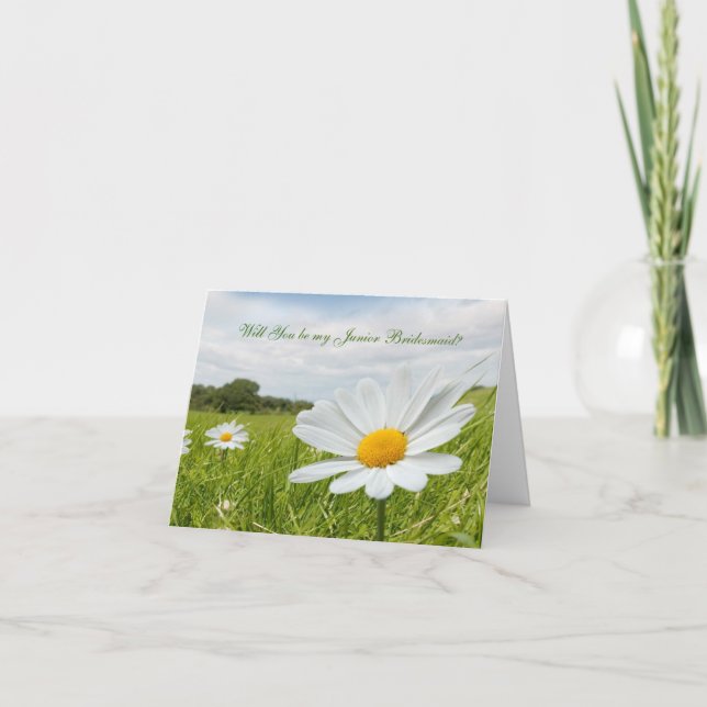 Wedding white daisy Junior Bridesmaid Invitation (Front)