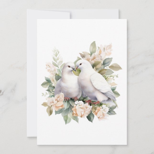 Wedding White Doves Watercolor Invitation (Front)