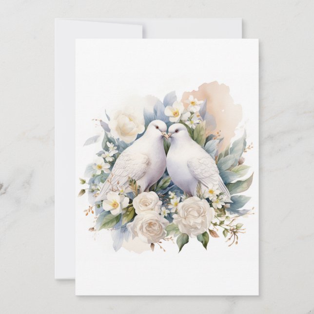 Wedding White Doves Watercolor Invitation (Front)