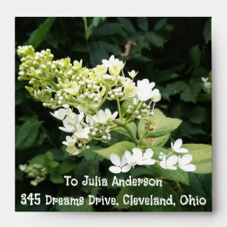 Wedding white flowers photo in greenery envelope