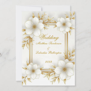 Wedding White Gold Beautiful Modern Sophisticated Invitation