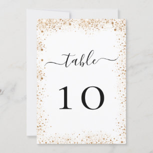 Wedding white gold gitter dust table number