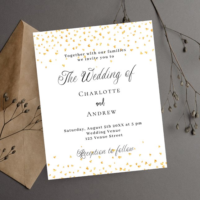 Wedding white gold hearts invitation (Creator Uploaded)