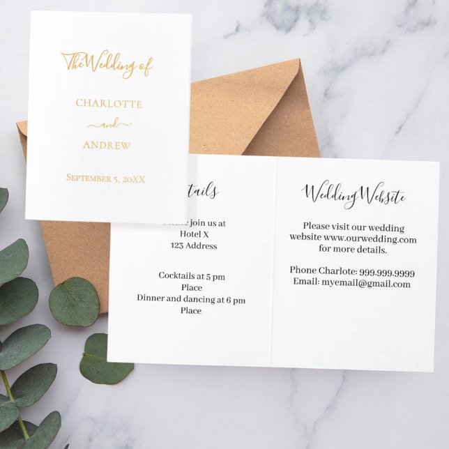 Wedding white gold website details luxury  foil card (Creator Uploaded)