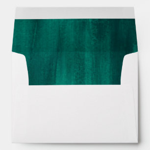 Wedding white green abstract art inside envelope