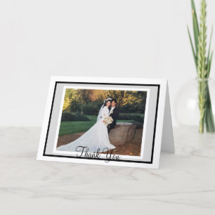 Wedding White Grey Photo Thank You Cards