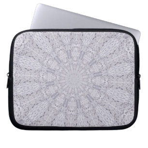 Wedding White Lace Mandala Kaleidoscope Abstract 1 Laptop Sleeve