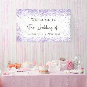 Wedding white lavender welcome banner