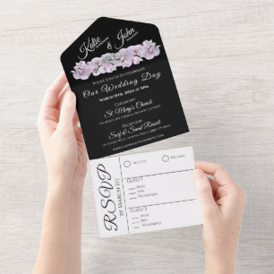 Wedding White Orchid Embrace- All In One Invitatio Invitation