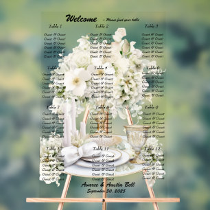 Wedding White Roses Seating Chart