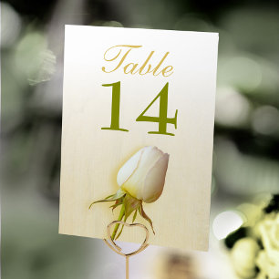 Wedding white single rose bud table numbers