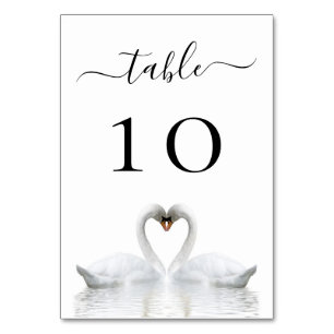 Wedding white swans table number
