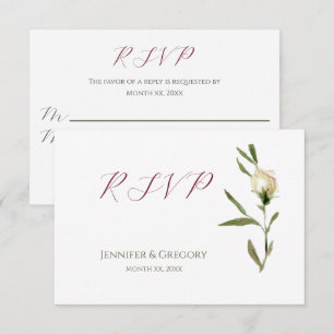 Wedding White Watercolor Roses RSVP Card