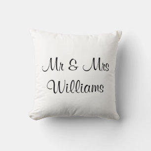 Wedding White "We Did" Monogrammed Pillow