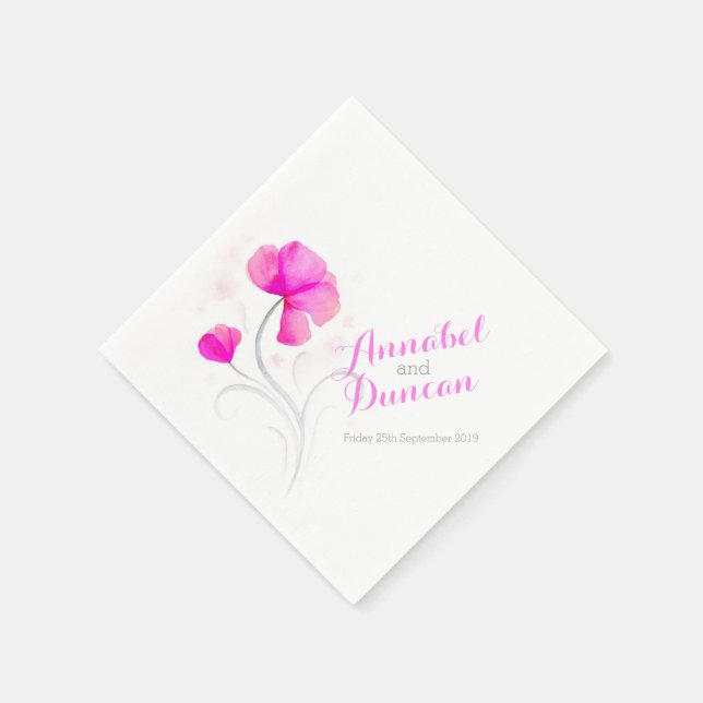 Wedding wildflower art pink paper napkin (Corner)