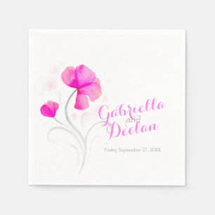 Wedding wildflower art pink paper napkins