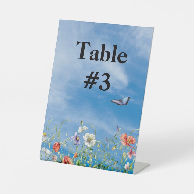 Wedding Wildflower Border Pedestal Sign (Front)