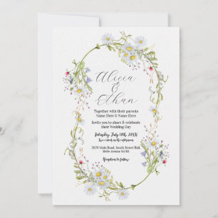 Wedding Wildflowers Daisy Stylish Spring Invitation