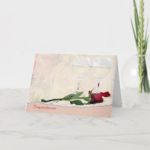 Wedding Wine and Rose Congratulations Card