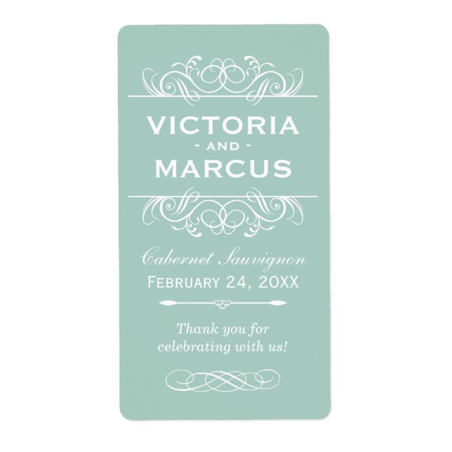 Wedding Wine Bottle Monogram Favour Labels (Front)