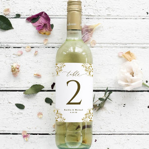 Wedding Wine Bottle Table Numbers Vintage Gold