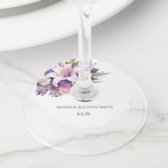 Wedding  wine glass tag (Close Up)