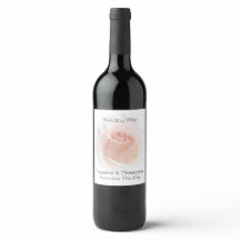 Wedding Wine Label Peach Pink Rosebud