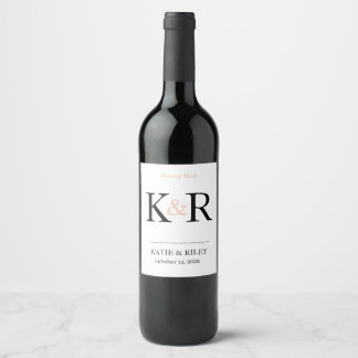 Wedding Wine Monogram Label Sticker v3