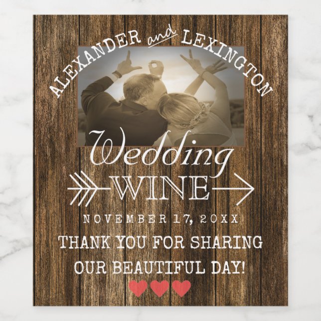 Wedding Wine | Personalised Rustic Country Photo Wine Label (Single Label)