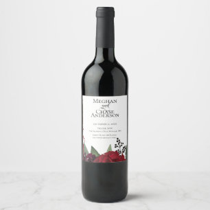Wedding Wine   Rich Burgundy Marsala Floral Label