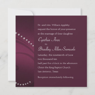 Wedding Wine Shimmer Swirls and Crystals Invitation
