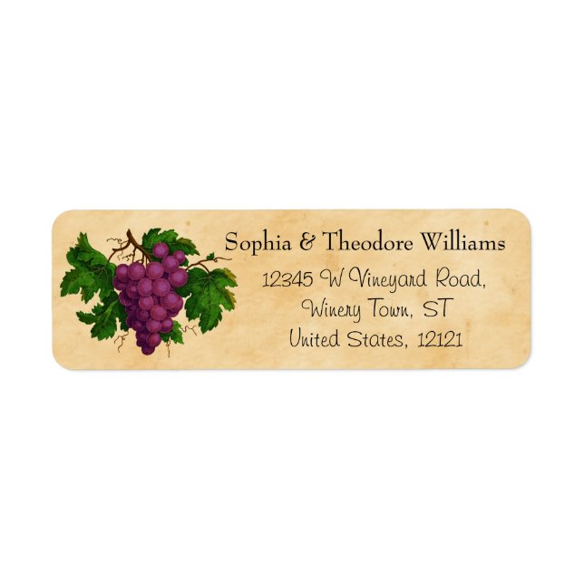 Wedding Wine | Tasting Party Vintage Purple Grapes (Front)