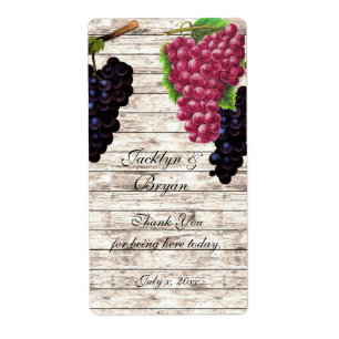 Wedding Wine, Vintage Grapes, Rustic Wood, Custom