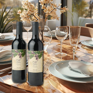 Wedding Winery, Vineyard Watercolor  Rustic Wine Label