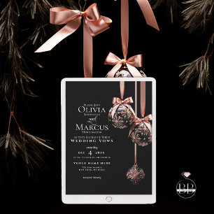 WEDDING   Winter Pink and Onyx Baubles  Invitation