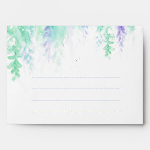 Wedding winter vine cascade blue green  envelope