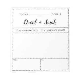 Wedding Wishes Advice Game Notepad
