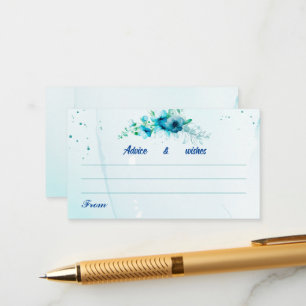 Wedding Wishes Elegant Blue Flower Wedding Advice Enclosure Card