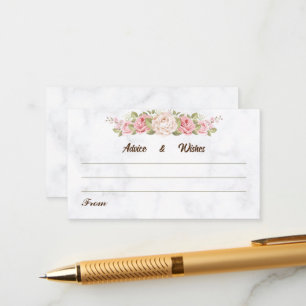 Wedding Wishes Elegant Rose Flower Wedding Advice Enclosure Card