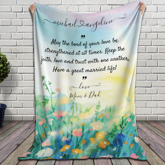 Wedding Wishes From Parents to Daughter - Son Fleece Blanket