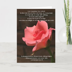 Wedding Wishes Pink Rose Corinthian Verse Love Card