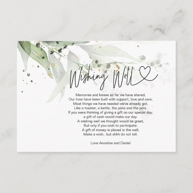 Wedding Wishing Well Gift Request Eucalyptus Enclosure Card (Front)