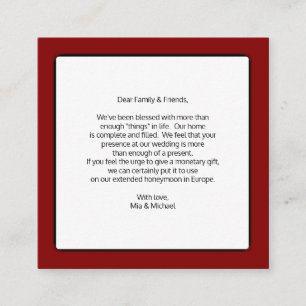 Wedding Wishing Well Money Gifts Enclosure Card