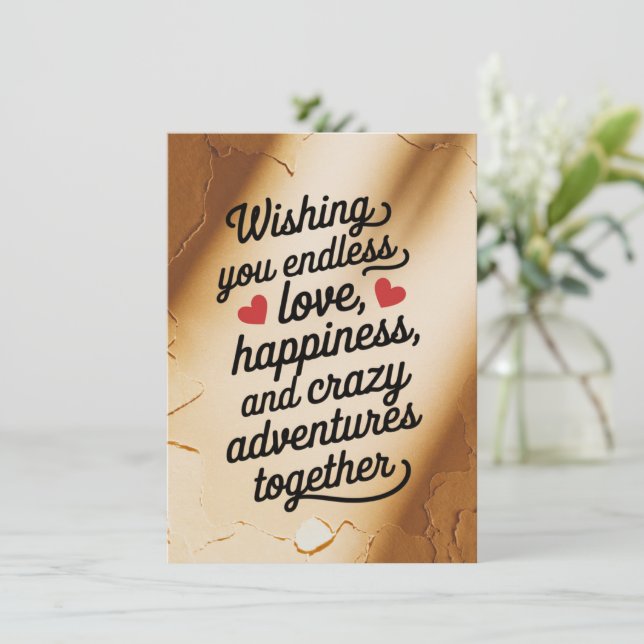 Wedding Wishing You Endless Love Happiness  Card (Standing Front)