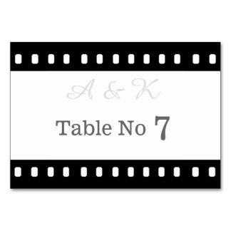Wedding With A Movie Film Theme Table Card