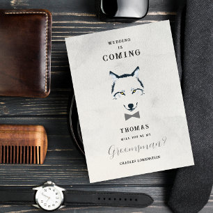Wedding Wolf Groomsman Grey Shades Grey Bow Tie