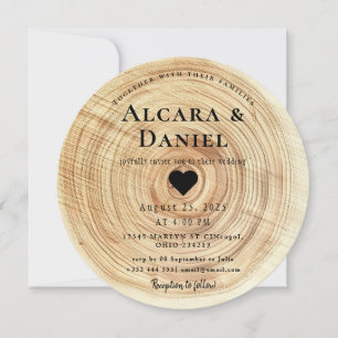 Wedding Wood Cut Unique Custom Invitation